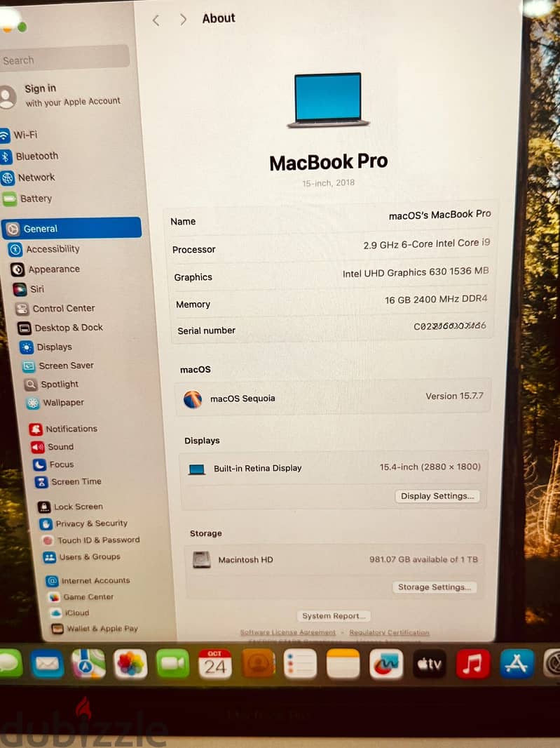 MacBook Pro 15inch  i9 | 16GB RAM | 1TB SSD 1