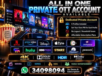 SINGLE ACCOUNT WITH 5 PROFILE • WATCH ALL OTT CONTENTS