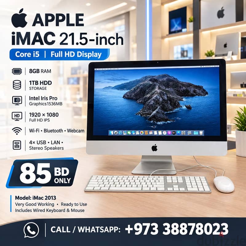 APPLE IMAC Core i5 21.5" Full HD Display 8GB RAM 1TB Storage Ready To 1