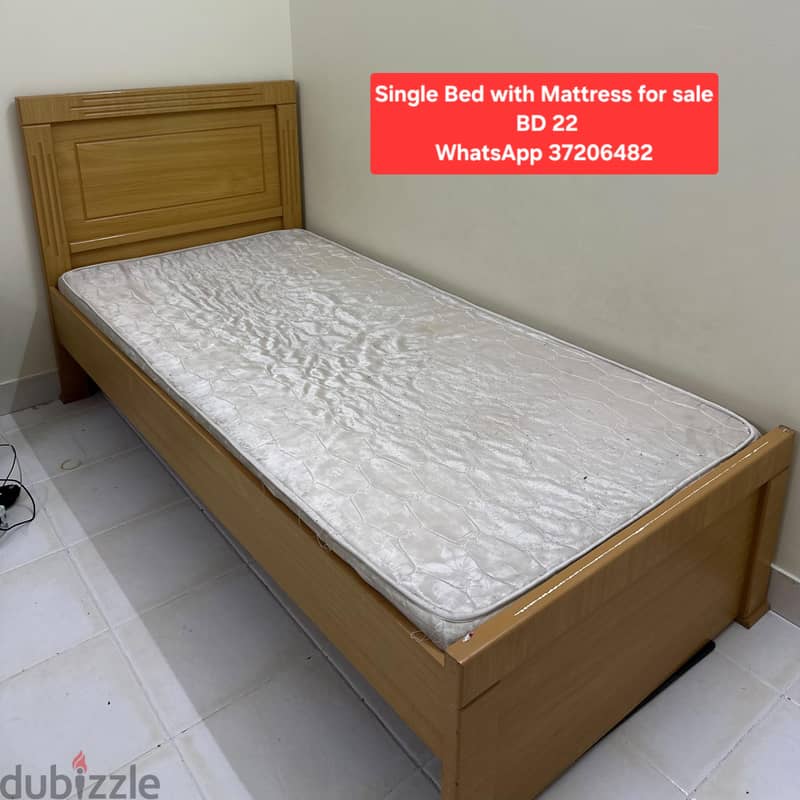 Slightly used Single Bed with mattress & other items for sale 8