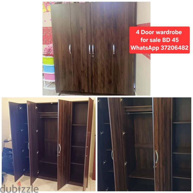 Queen size bed with 3 door wardrobe & other items for sale 2