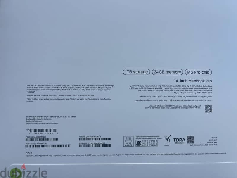 MacBook Pro 14inch M5 Pro 24GB 1TB 1
