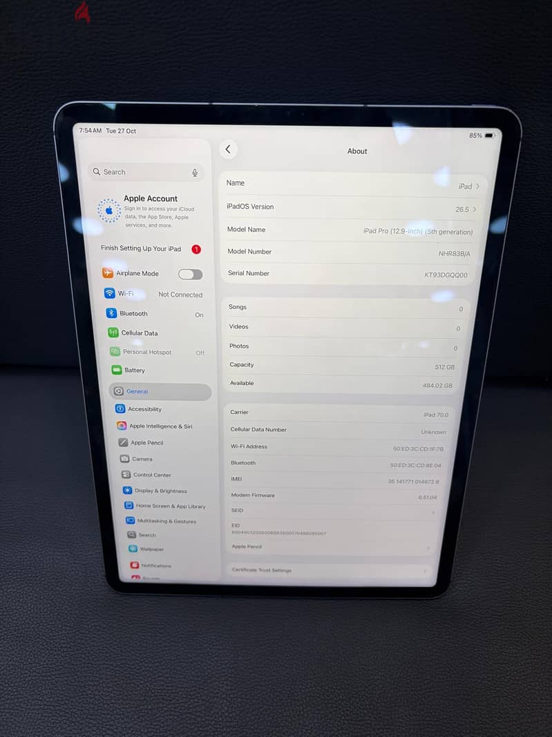 iPad Pro 12.9” (5th Generation) – M1 Chip | 512 Gb Wifi + Cell 1