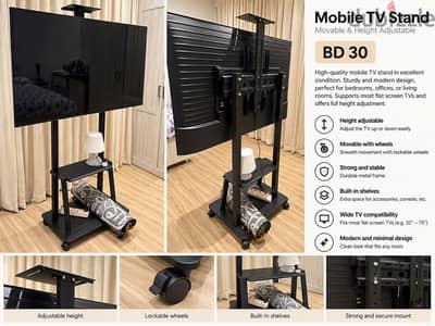 Movable TV Stand – NO TV INCLUDED (Stand Only)