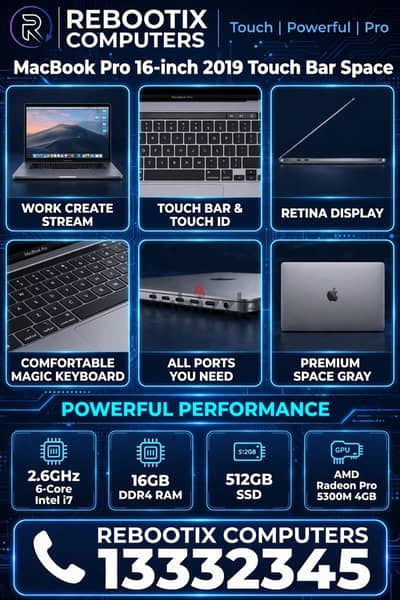 MacBook Pro 16-inch 2019  2.6GHz 6-Core i7  16GB RAM  512SSD