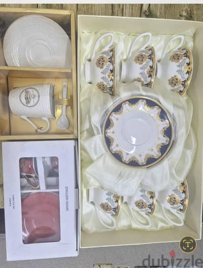 Coffee and tea cups and saucer
