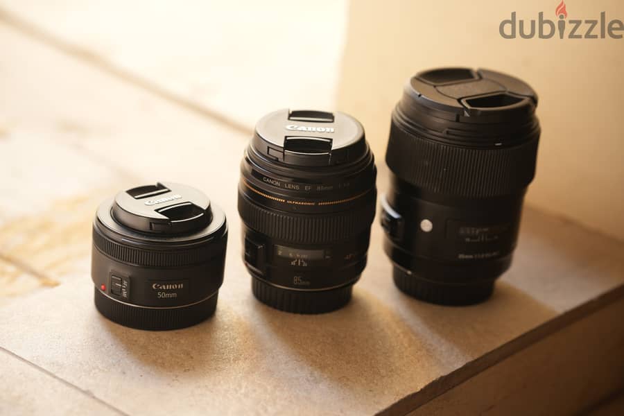 Canon eos r, canon 85mm, canon 50mm, sigma35mm 1