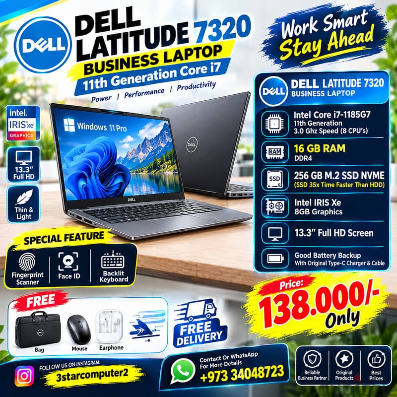 DELL 11th Gen Core i7 Business Laptop 16GB RAM SSD 35x Fast 3.0 GHz 1