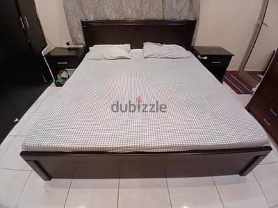 King size bed with medicated mattress side tables