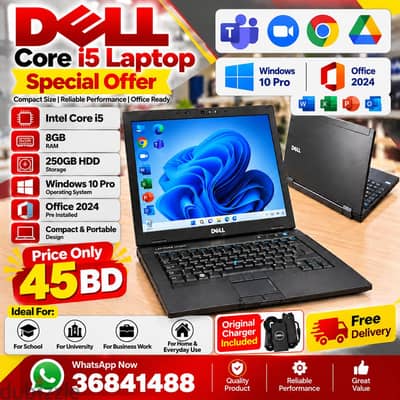Dell Core i5 Laptop 8GB RAM 250GB HDD Win 10 Pro Office 2024 /36841488