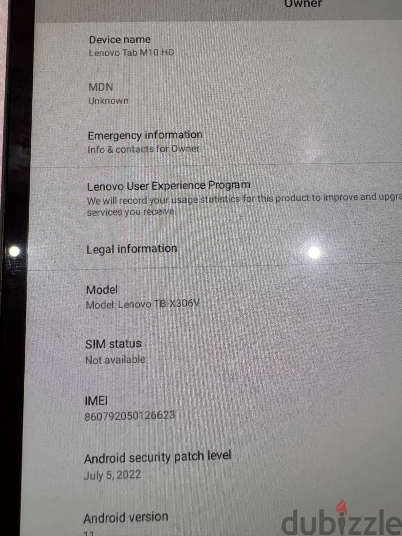 تابلت لينوفو 30 دينار- Lenovo Tab M10 HD TB-X306V 4Gb 64GB 4