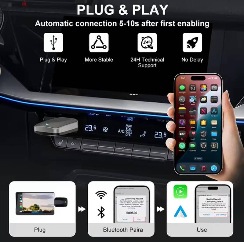 محول Car Play اللاسلكي الجديد Android Auto - Car Accessories - 105777069