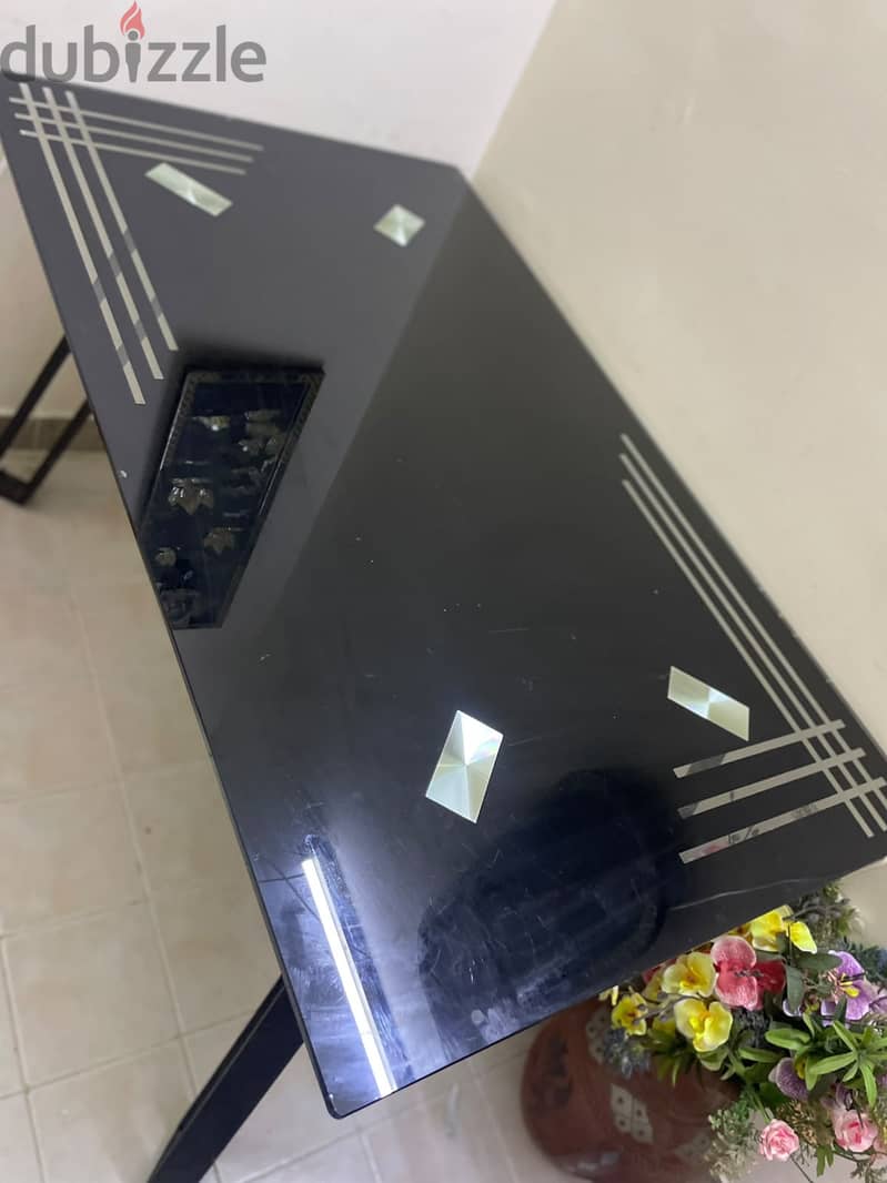 Elegant Black Glass Top Table with Detachable legs 1