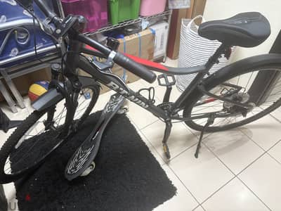 Decathlon B-Twin Riverside 500 Disc Brake 9sp Hybrid Bike - Grey Red