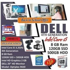DELL Core I5 4th Gen WIFI Computer 8GB Ram SSD 10x Time Faster 120GB+5 0