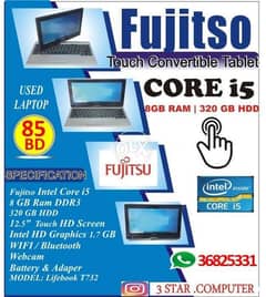 Fujitsu i5 Touch Screen Convertible Tablet Laptop 8GB Ram 12.5" S 0