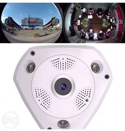 Fish eye camera with speakers and mic