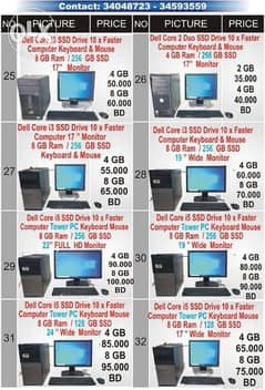 DELL Core i7,i5,i3 Computer 6th,4th,3D,2nd Gen 20",22",24" Monitor 8GB 0