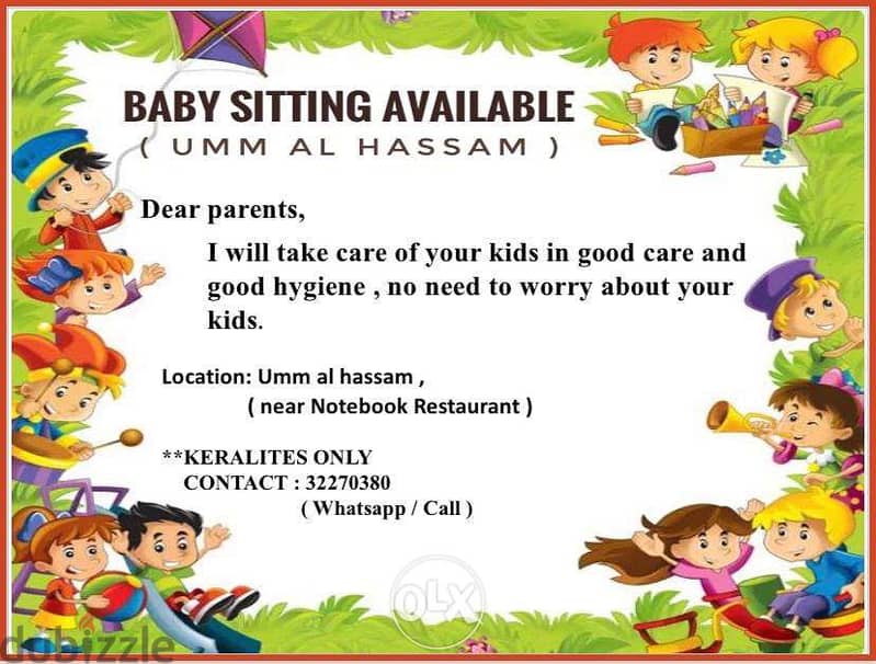 baby sitting available at umm al hassam 0