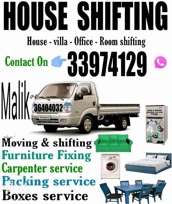 Shifting moving villa house hold items normal price 0