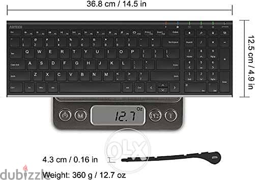 Arteck 2.4G Wireless Keyboard Ultra Slim & Light Size 1