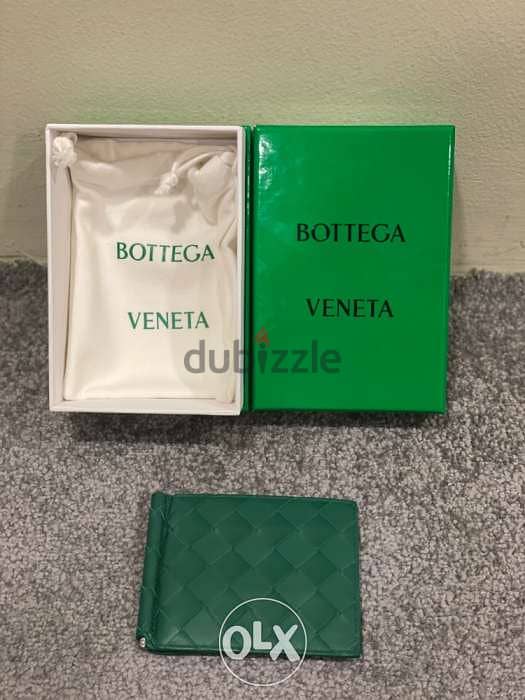 Genuine Bottega Veneta racing green bill clip wallet 0