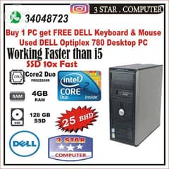 Dell Core 2 Duo Desktop PC 4GB Ram 128GB SSD(10x Fast HDD) Ready To Us 0