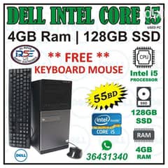 DELL Core i5 Computer Ram 4GB / SSD 1280GB DVD+W FREE Keyboard Mouse 0