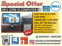DELL Intel Core i5 Computer Set Dell 20" Monitor 8GB Ram 128GB SSD+1TB 0