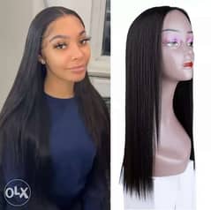 Long Straight Wigs for Women Natural Black Middle Part Lace 0