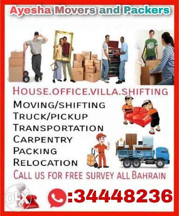 Ayesha Movers/Professional Movers Bahrain& Sudia Arab(KSA)+97334448236 0