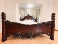 King size Solid wood bed for sale with mattress 0