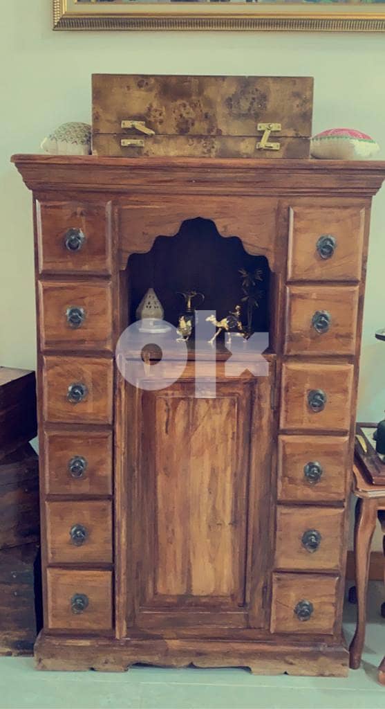 Vintage teak hand crafted wooden cabinet 0