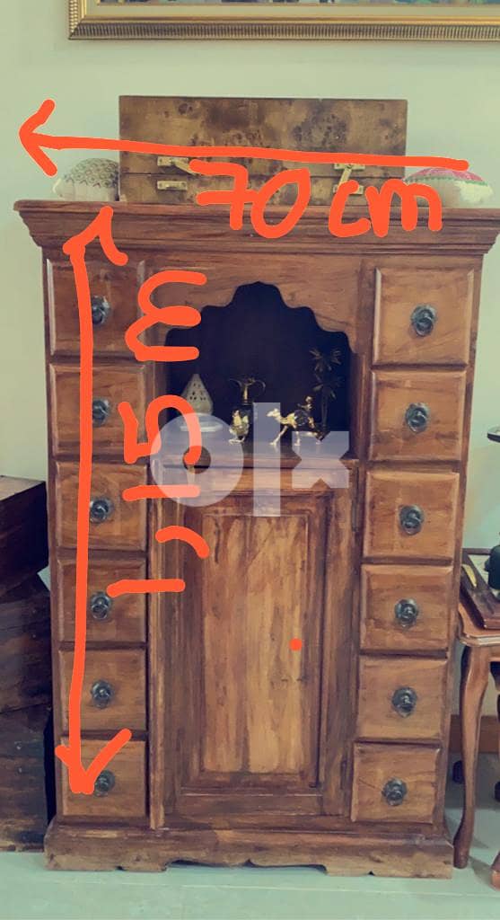 Vintage teak hand crafted wooden cabinet 1